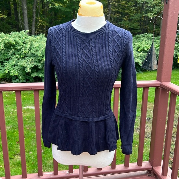 Talbots Sweaters - New! Talbots small dark navy peplum style knit sweater.
